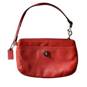 Coach F49472 Park Leather Medium Wristlet in Tearose Coral